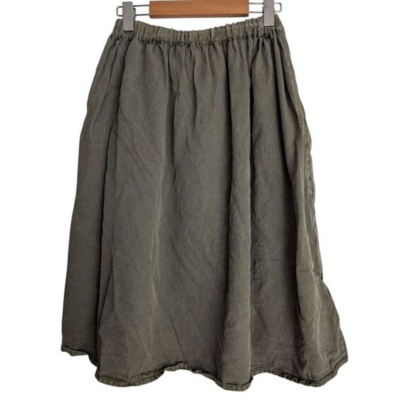 Vero Moda Olive military Green Khaki Lyocell Full Midi Skirt SMALL pockets - Picture 5 of 10